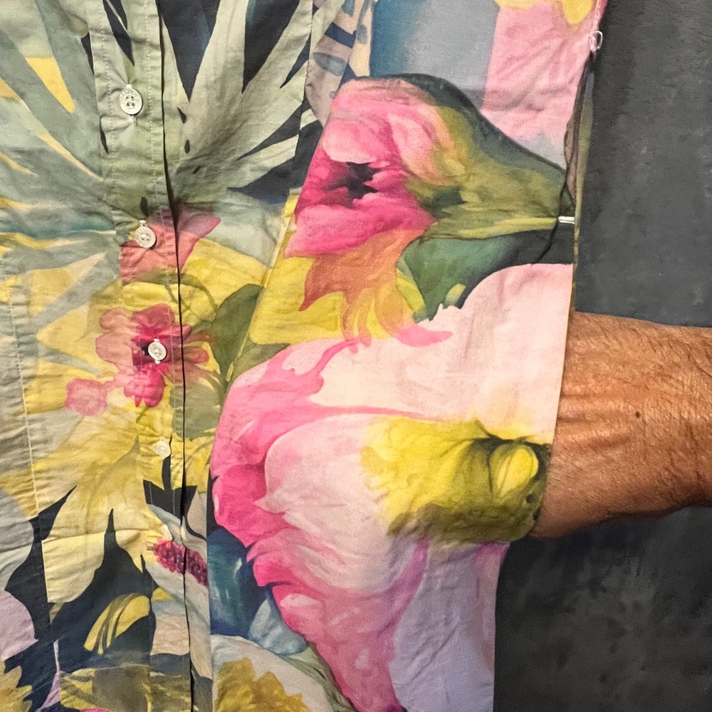 Craig Taylor Tropical Floral Shirt Dress Art To Wear Resort Cottagecore XS - Picture 4 of 9